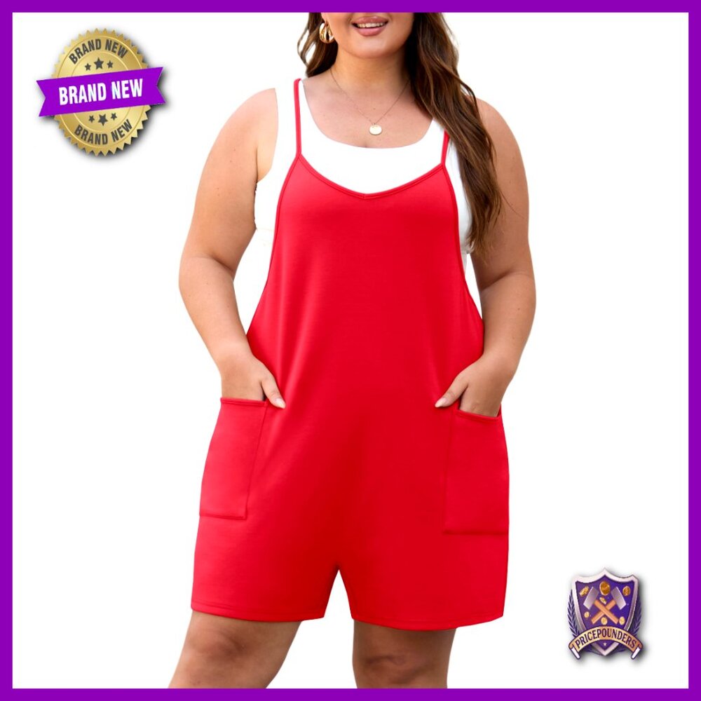 Plus Size Romper Adjustable Spaghetti Strap Jumps… - image 1